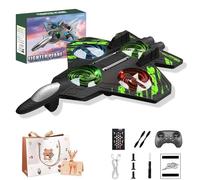 HItianya Flip Jet Pro Plane, Flip Jet Pro Rc Stunt Fighter Jet Toy for Kids, Foam Remote Control Airplane Fighter Jet with 360°Flips & LED Lights, 3 Speeds Adjustable for Kids Beginners (A*1Battery)