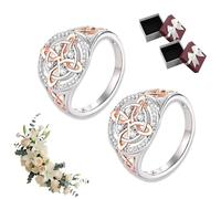 HItianya Handmade Witch’s Return-Knot Protection Ring, Bicolor Witches Knot Ring with Cubic Zirconia, Protect Your Loved Ones, Silver Knot Design with Rose Gold Detail (Size 12)