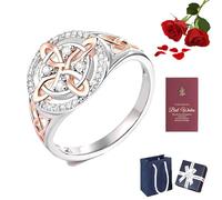 HItianya Handmade Witch’s Return-Knot Protection Ring - Protect Your Loved Ones, Witches Protection Knot Rings, Witch Protection Ring, Silver Knot Design with Rose-Gold Detail (*1Pc, 6)