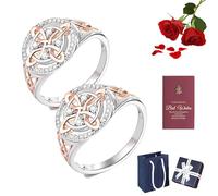 HItianya Handmade Witch’s Return-Knot Protection Ring - Protect Your Loved Ones, Witches Protection Knot Rings, Witch Protection Ring, Silver Knot Design with Rose-Gold Detail (*2Pcs, 10)