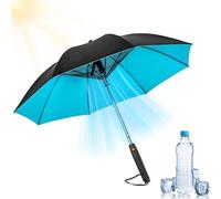 HItianya Misting Umbrella with Fan Water Bottle, Cooling Effect of 5-7°C, UPF 50+ Sun Protection Travel Umbrellas, USB Rechargeable Sunshade, 2 in 1 Portable Umbrellas for Beach (Blue, Rechargeable)