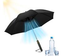 HItianya Misting Umbrella with Fan Water Bottle, Cooling Effect of 5-7°C, UPF 50+ Sun Protection Travel Umbrellas, USB Rechargeable Sunshade, 2 in 1 Portable Umbrellas for Beach (Black, Battery)