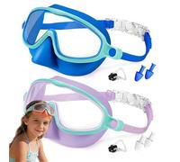 HItianya My Cool Summer Goggles, Kids Swimming Goggles, Anti Fog No Leak Diving Mask with Nose Cover, Ears Plugs Attached for Junior Boys Girls Age 4-16 (2PC-A)