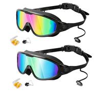 HItianya My Cool Summer Goggles, No Leaking Swim Glasses for Men Women Youth, Waterproof Anti-Fog Kids Swimming Clip on Goggle with Ears Plugs Attached for Junior Boys Girls (Black Gold Powder)