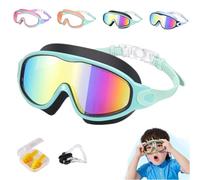 HItianya My Cool Summer Goggles, No Leaking Swim Glasses for Men Women Youth, Waterproof Anti-Fog Kids Swimming Clip on Goggle with Ears Plugs Attached for Junior Boys Girls (Black Green Gold)
