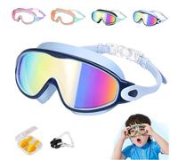 HItianya My Cool Summer Goggles, No Leaking Swim Glasses for Men Women Youth, Waterproof Anti-Fog Kids Swimming Clip on Goggle with Ears Plugs Attached for Junior Boys Girls (Black Blue Gold)