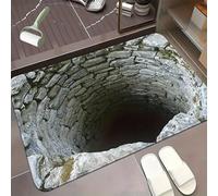 HItianya Optical Illusion Rug, 3D Hole Rug, Rugs That Look Like A Hole, Dog Gets Scared of 3D Hole Carpet, Trap Optical Illusion Bottomless Non-Slip Doormat for Door Entrance (A, 60 * 90 cm)