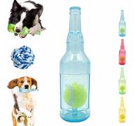 HItianya Pet Chew Beer Bottle With Tennis Ball, Interactive Squeaky Beer Bottle With Tennis Ball Dog Chew Toy, Water Bottle Dog Toy for Small Medium Dogs (Blue, Medium)