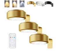 HItianya Picture Lights for Wall, Magnetic Painting Light, Wireless Picture Light No Drill, Poster Lights with 3 Color Temps and Remote (Gold * 3PC, 13Color)