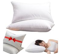 HItianya Pillows Uk, Anti Snore Pillows, Ergonomic Pillow for Side Sleeping and Back Sleepers, Fluffy and Breathable, with a pair of cotton pillowcases (1Pcs, Medium Pillow: 9-10cm)