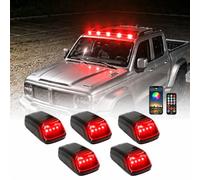 HItianya Wireless Solar Cab Lights for Truck, RGB Strobe Roof Marker Lamps with No-Drill Install, APP Remote, Vibration Sensor, USB-C, IP67 Waterproof (Red,5pcs)