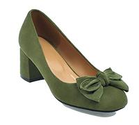 HiTime Women's Comfort Suede 5 cm Mid Heeled Pumps Sweet Bowknot Princess Dress Court Shoes OL Work Shoes Size 2-10 (5, Green)