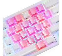 HITIME XVX Butterfly Shine Through Keycaps, Love Theme Cute Custom Keycaps, Blank OEM Profile IMD Translucent Keycap, Anime Style, for MX Switches Mechanical Keyboard, Pink（Only 21 Keys
