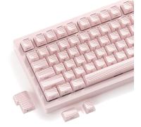 HITIME XVX Keycaps, Cute Pink Crystal Jelly Keycaps 75 65 60 100 Percent, Custom Side Printed Key caps for ANSI/ISO Layout 61/68/84/87/98/104 Gaming Mechanical Keyboard, OEM Profile 136 Keys