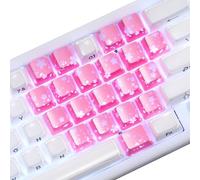HITIME XVX Pink Sakura Cute Keycaps, Love Theme Shine Through Custom Keycaps, Blank OEM Profile IMD Translucent Keycap, for MX Switches Mechanical Keyboard, Pink(Only 21 Keys)