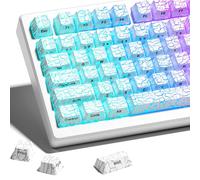 HITIME XVX Shine Through Keycaps w/IMD Tech, Custom Ice Crack Keycaps 60 75 100 Percent, White Key Cap Set 118 Keys Lines Backlit, OEM Profile Side Printed for Keyboards