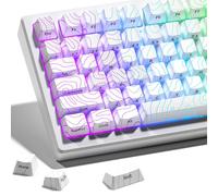 HITIME XVX Shine Through Keycaps with IMD Tech, Custom Keycaps 60 75 100 Percent, White Key Cap Set OEM Profile,118 Keys Side Printed for Mechanical Keyboard, Topographic
