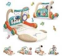 Hitish 3-in-1 BabyPlay Mat Gym & Kick & Play Piano Gym with Music Light, Activity Tummy Time Mat & 5 Learning Sensory Toys, Infant Gifts for Newborn Toddler 0-14 Months