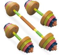 Hitish Kids Exercise Weight Set, 2-In-1 Barbell and Dumbbell Workout Equipment, Toddler Beginner Gym Toy for Pretend Play Lifting Exercise & Fitness, Adjustable Fill with Sand or Water