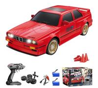 Hitish RC Drift Car for Kids Adults 1:16 Scale 2.4Ghz 4WD High Speed RTR Racing Car 30KM/H with Led Lights Remote Control Vehicle Sport Toy Gifts for Girls Boys, Two Batteries and Drift Tire Included