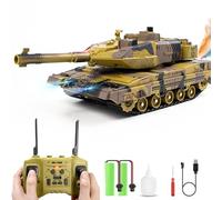 Hitish RC Tank that Shoots for Kids Adults, 2.4G Remote Control Army Tank Toys with Auto Demo Sound Light Smoke, 13 Channel Military Vehicles Model Gift for Boys, Army Beige