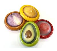 HiTjK 4 PC Reusable Fruit and Vegetable Storage Containers Set, Avocado Storage Containerlder Set for Fridge,Fresh Pods for Food, Silicone Fresh Produce Storage Ideal for Avocado, Onion, Lemon