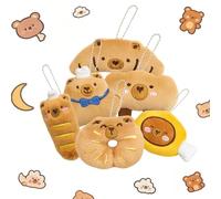 HiTjK 6 PCS Capybara Plush, Mini Capybara Plush Keychains with Food Accessories, Soft Capybara Toy for Role-Play, Emotional Support and Gift-Giving, Suitable for Children and Adults