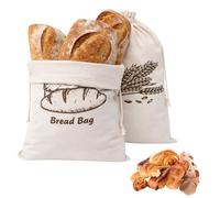 HiTjK Bread Bags for Homemade Bread, 30x45 cm 2-Pack Reusable Bread Storage Bags, Cotton Fabric Bread Bags for Extending Freshness, Drawstring Kitchen Organizers for Home Bakers