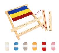 HiTjK Wooden Weaving Loom - 16 x 20.5cm, Knitting Looms Suit Includes Adjusting Rod, Comb, Shuttle, Nylon Rope and Instruction Manual, Ideal for DIY Handmade Projects