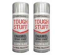 HitlineUK 2 x 400ml Silver Gloss Spray Paint - Multi-Purpose Enamel Aerosol for Wood, Metal, Plastic, Crafts - Quick Drying, Interior & Exterior Use - High Shine Finish