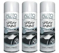 HitlineUK 3 x 250ml White Primer Auto Car Van Spray Paint Petrol Resistant No Crack Paint