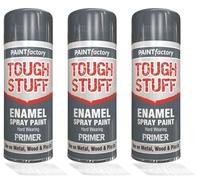 HitlineUK 3 x 400ml Grey Primer Spray Paint Multi-Purpose Quick-Dry Paint for Wood, Metal, Plastic, Ceramic, Glass Aerosol for Interior & Exterior