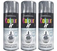 HitlineUK 3 X Chrome Spray Paint 400ml Metal Effect Perfect Finish Petrol Resistance