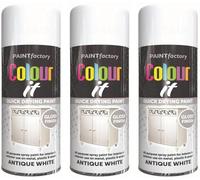 HitlineUK 3 x Gloss Spray Paint | WHITE | 400ml | Spray Paint For Metal | Multi Surface Gloss Spray Paint For Wood, Metal, Plastic, Ceramic Interior & Exterior Spray Gloss Finish