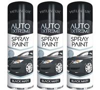 HitlineUK 3 x Matt Black Spray Paint Matt Spray Aerosol Black Matt Paint 250ml Black Metal Paint