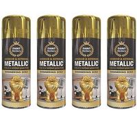 HitlineUK 4 x 400ml Gold Spray Paint for Metal Wood Plastic Metallic Shimmering Interior & Exterior