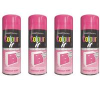 HitlineUK 4 x 400ML PINK COLOUR IT GLOSS FINISH SPRAY PAINT DECORATE WOOD METAL PLASTIC SPRAY PAINT