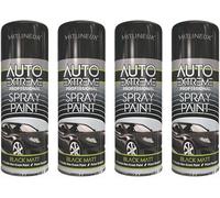 HitlineUK 4 X BLACK Spray Paint, 400ml Matt Black Spray Paint, Multipurpose Exterior Black Spray Paint Matt, Interior Metal Spray Paint