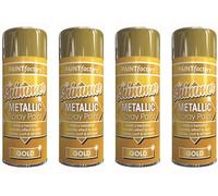 HitlineUK 4 x Gold Spray Paint Multi Purpose Metallic Gold Paint Wood Metal Paint 200ml Interior/Exterior