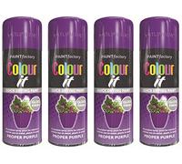 HitlineUK 4 x Purple Spray Paint 400ml Gloss Purple Paint for Walls, Interior & Exterior Wall Paint Wood Paint Plastic Paint.