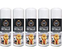 HitlineUK 5 x 200ml Metallic White Furniture Spray Paint Interior & Exterior Metallic Spray Paint Aerosol Can