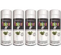 HitlineUK 5 x 400ML BRILLIANT WHITE COLOUR IT GLOSS FINISH SPRAY PAINT DECORATE WOOD METAL
