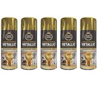 HitlineUK 5 x 400ml Gold Spray Paint for Metal Wood Plastic Metallic Shimmering Interior & Exterior