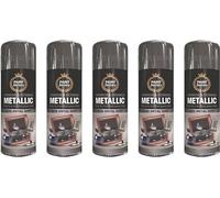 HitlineUK 5 x 400ml Metallic Gun Metal Grey Spray Paint Interior & Exterior Spray Brilliant Gloss Finish Quick Drying