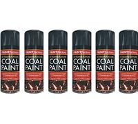 HitlineUK 6 x 400ml Black Heat Resistant Paint 600°C Stove Paint Coal Paint Rejuvenates Gas Coals Fire Spray Paint