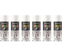 HitlineUK 6 x 400ML BRILLIANT WHITE GLOSS FINISH SPRAY PAINT DECORATE WOOD METAL