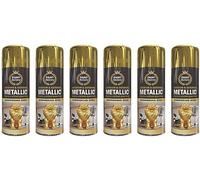 HitlineUK 6 x 400ml Gold Spray Paint for Metal Wood Plastic Metallic Shimmering Interior & Exterior