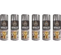 HitlineUK 6 x 400ml Silver Metallic Aerosol Spray Paint Wood Metal Car Plastic 1752PR Paint Spray