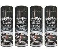 HitlineUK Black Spray Paint, 400ml Gloss Black Spray Paint, Automotive Paint Sprayer, Multipurpose Exterior Black Spray Paint Gloss, Interior Metal Spray Paint (4 Pack)