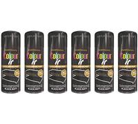 HitlineUK BLACK SPRAY PAINT - 6 X 400ML MATT BLACK PAINT FOR WOOD, PLASTIC, METAL